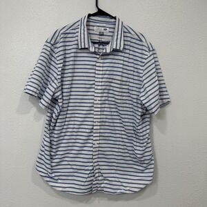 Old Navy The‎ Oxford Shirt Blue White Stripe Short Sleeve Button Up XXLT